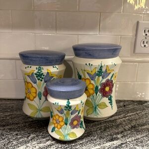 Set of 3 Vintage Vietri Italy Floral Canisters